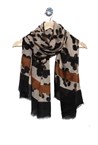 ANIMAL PRINT SCARF - taupe blk